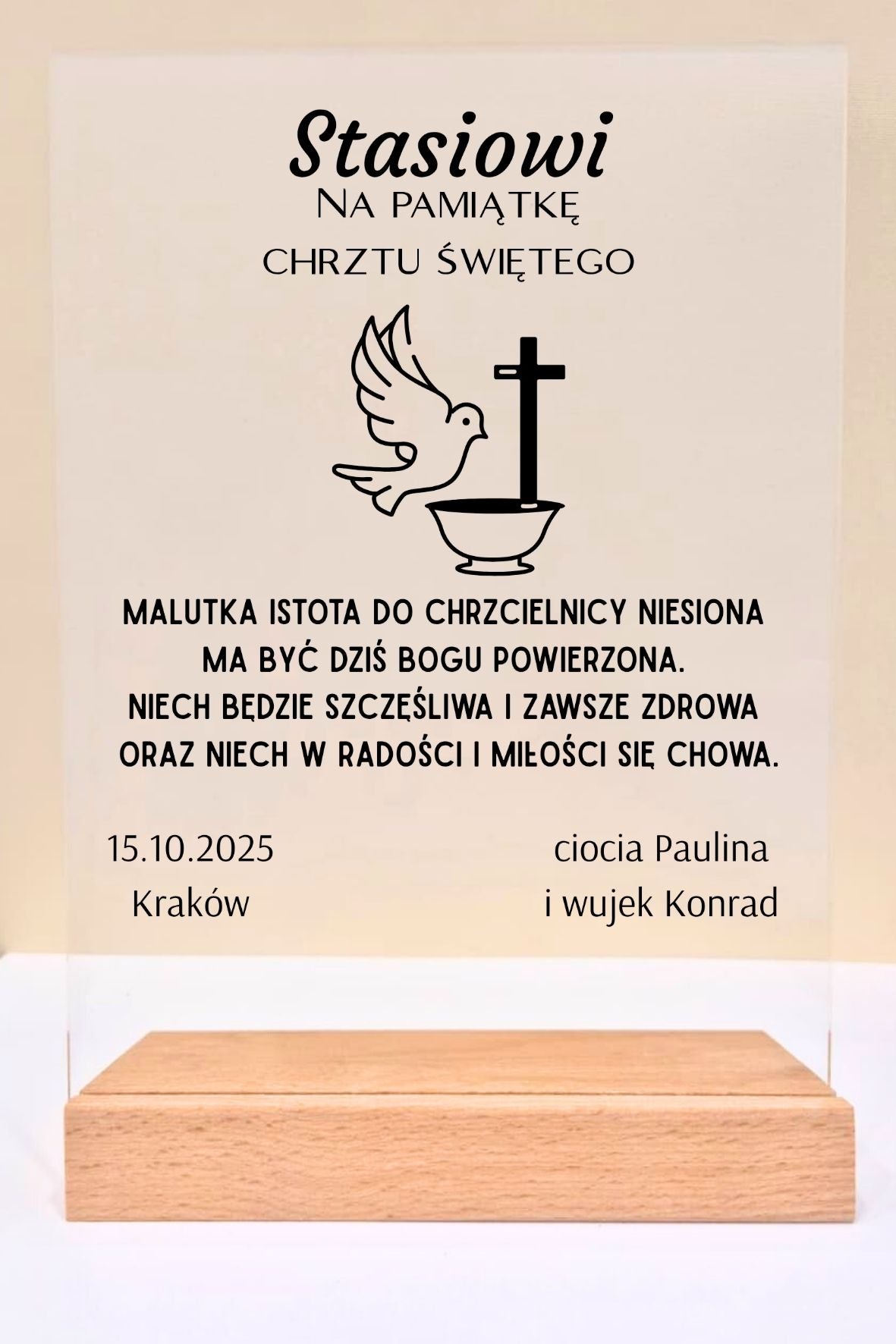 Statuetka Plexi, Chrzest - personalizowana #016