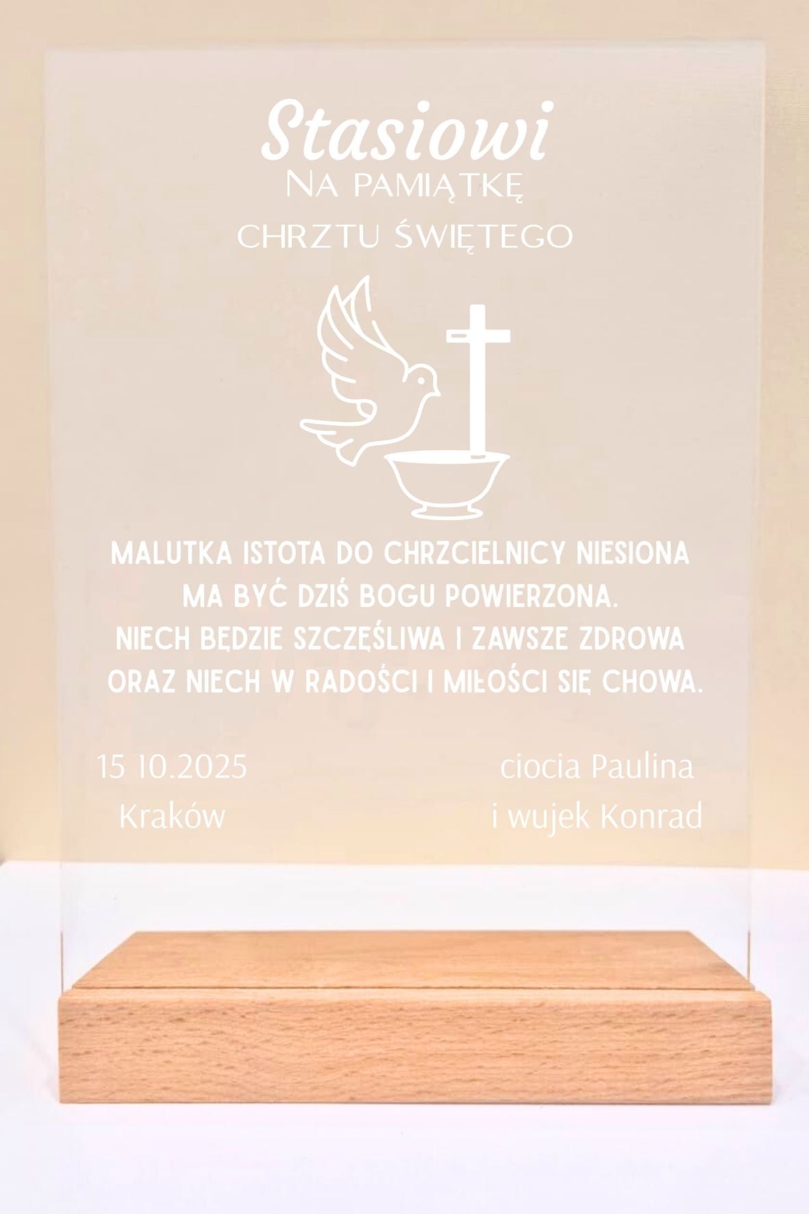 Statuetka Plexi, Chrzest - personalizowana #016