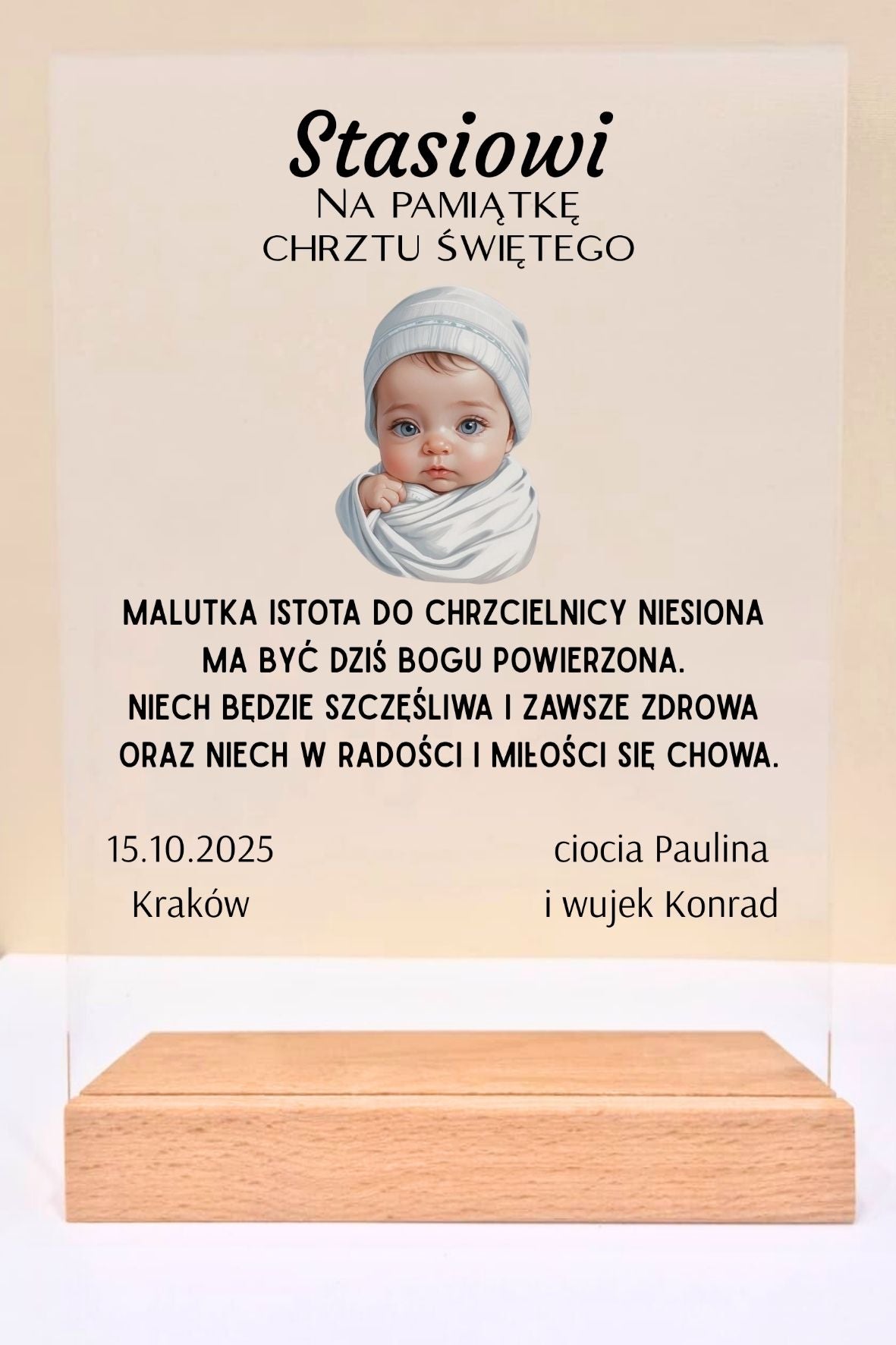 Statuetka Plexi, Chrzest - personalizowana #017