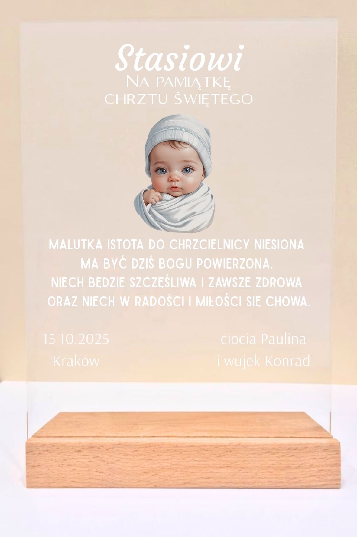 Statuetka Plexi, Chrzest - personalizowana #017