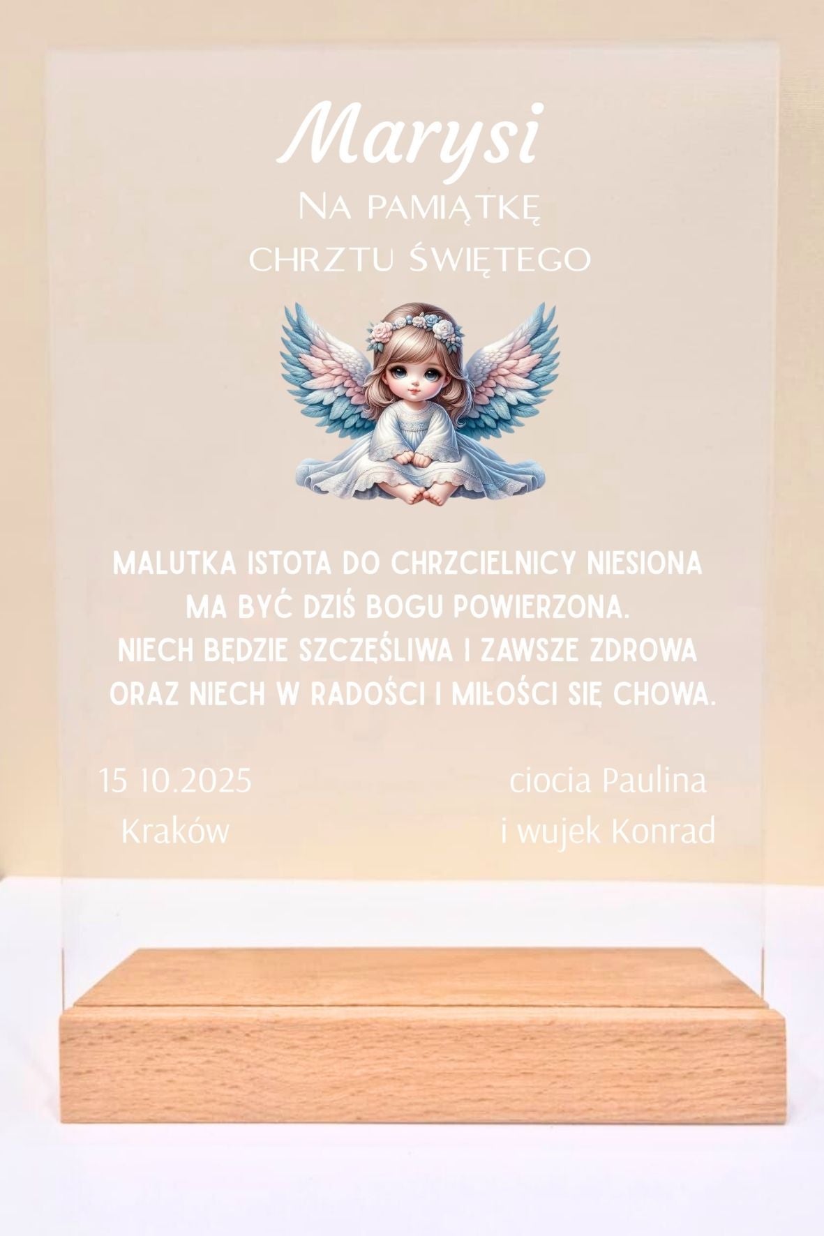 Statuetka Plexi, Chrzest - personalizowana #019