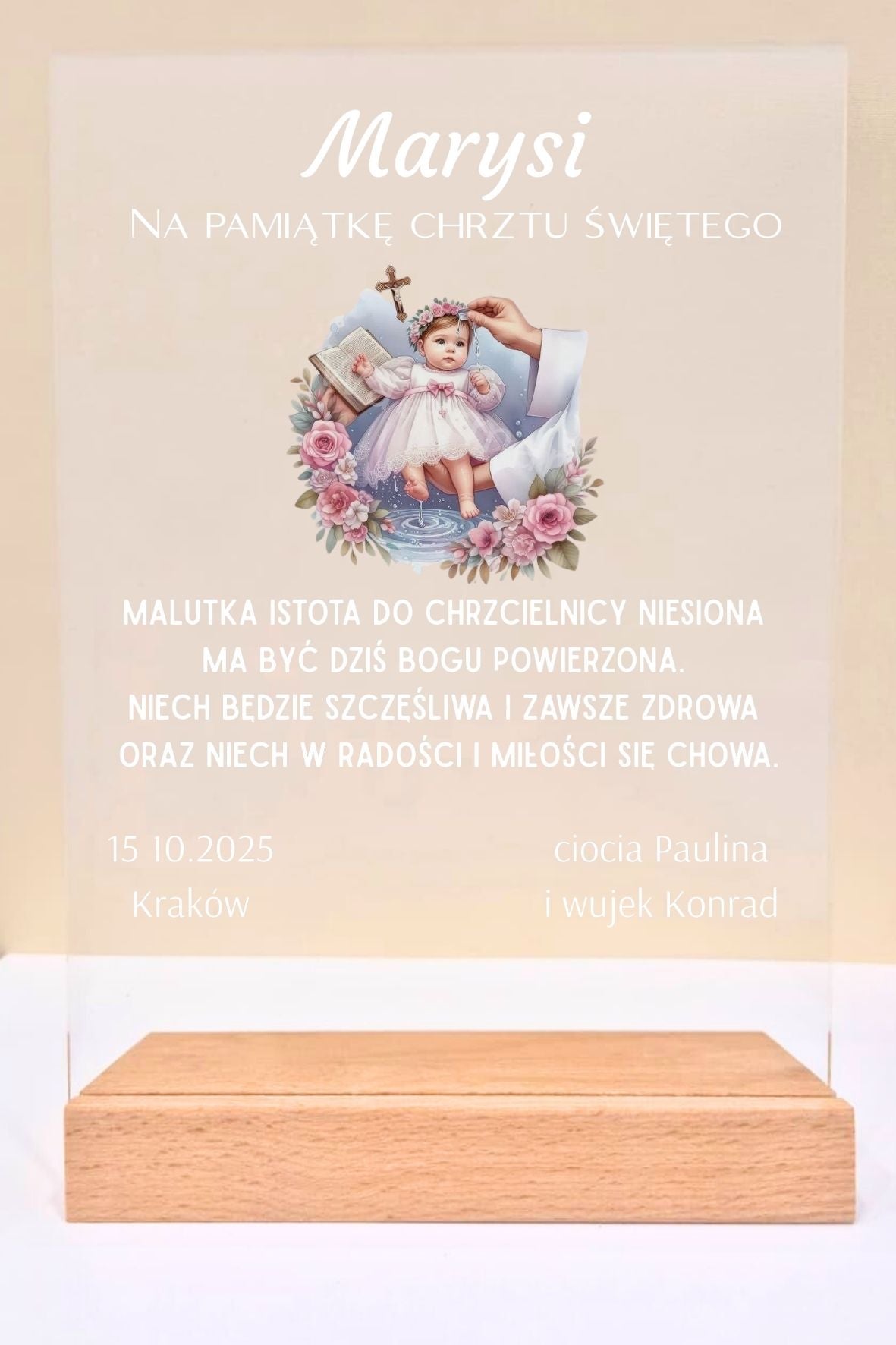 Statuetka Plexi, Chrzest - personalizowana #020