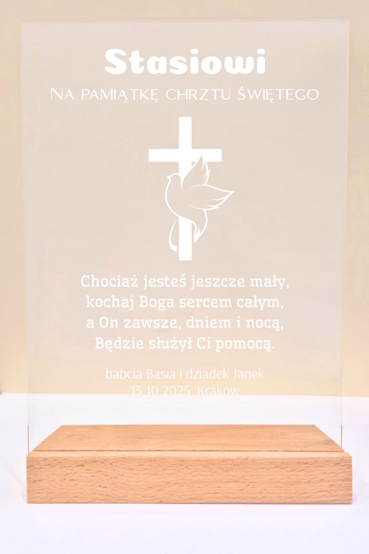 Statuetka Plexi, Chrzest - personalizowana #025