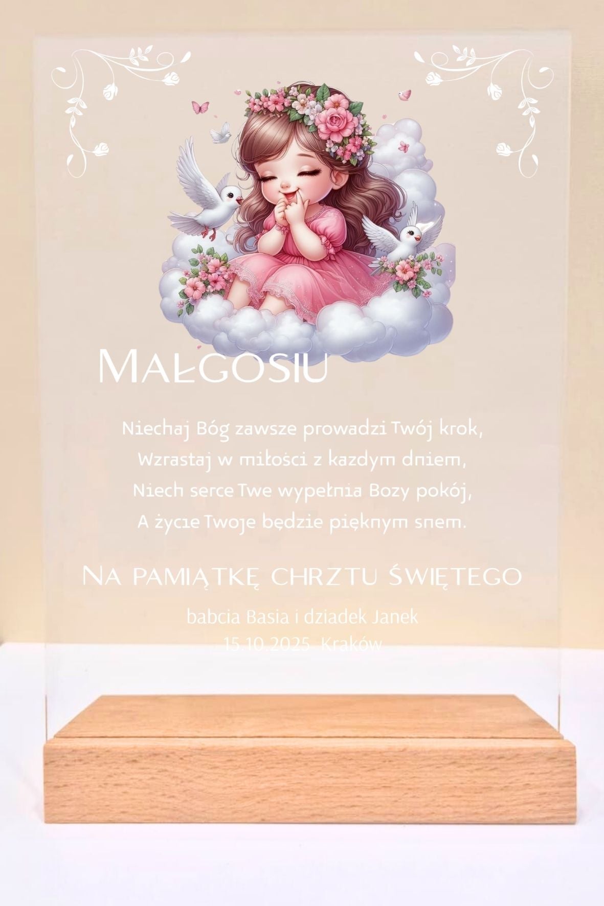 Statuetka Plexi, Chrzest - personalizowana #034