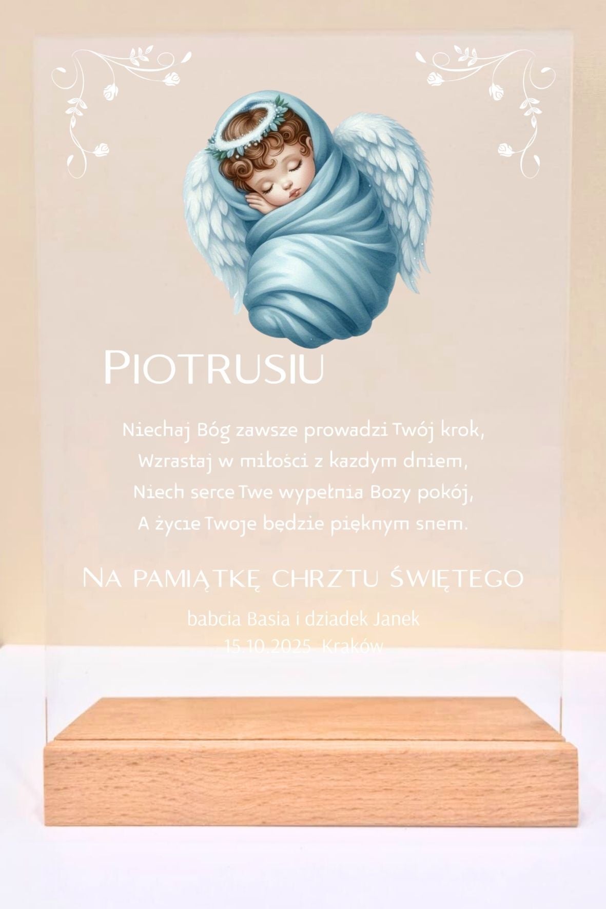 Statuetka Plexi, Chrzest - personalizowana #035