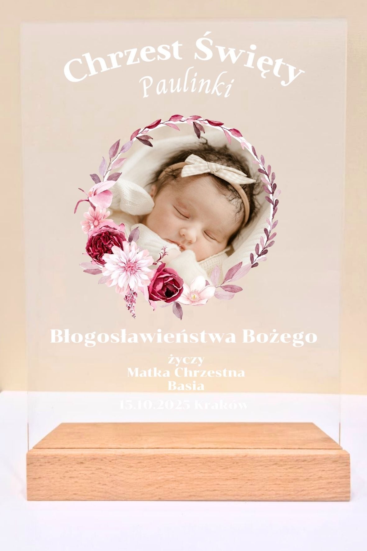 Statuetka Plexi, Chrzest - personalizowana #041