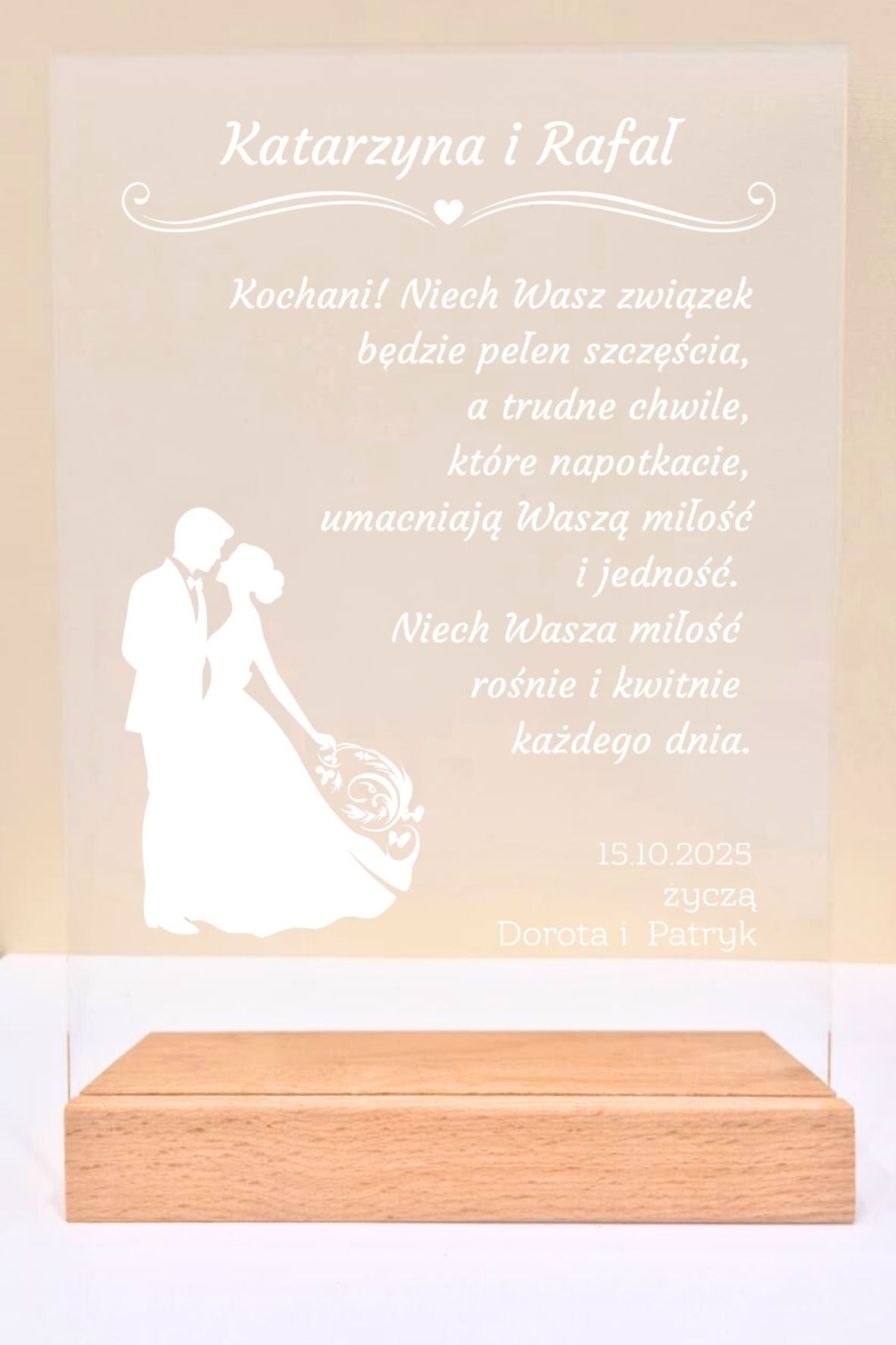 Statuetka Plexi, Ślub- personalizowana #044