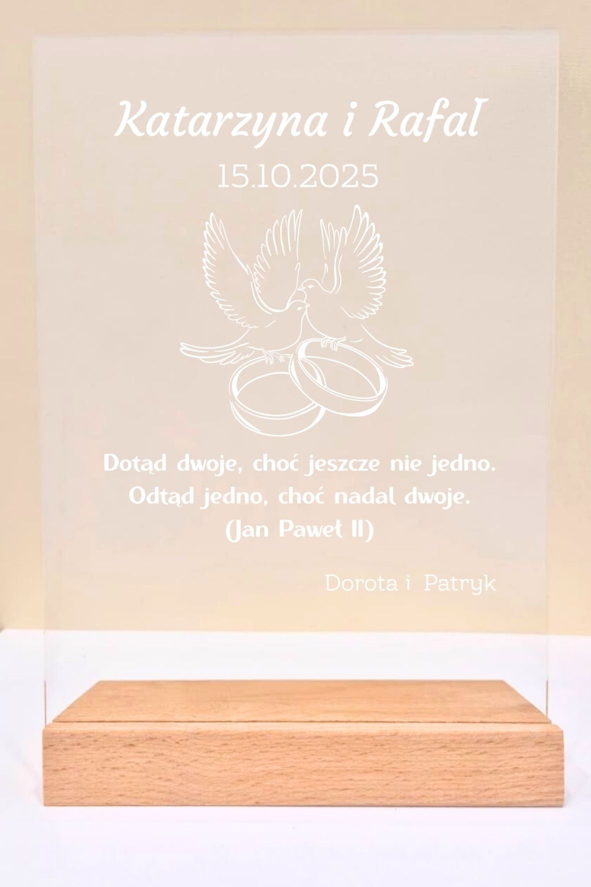 Statuetka Plexi, Ślub- personalizowana #045