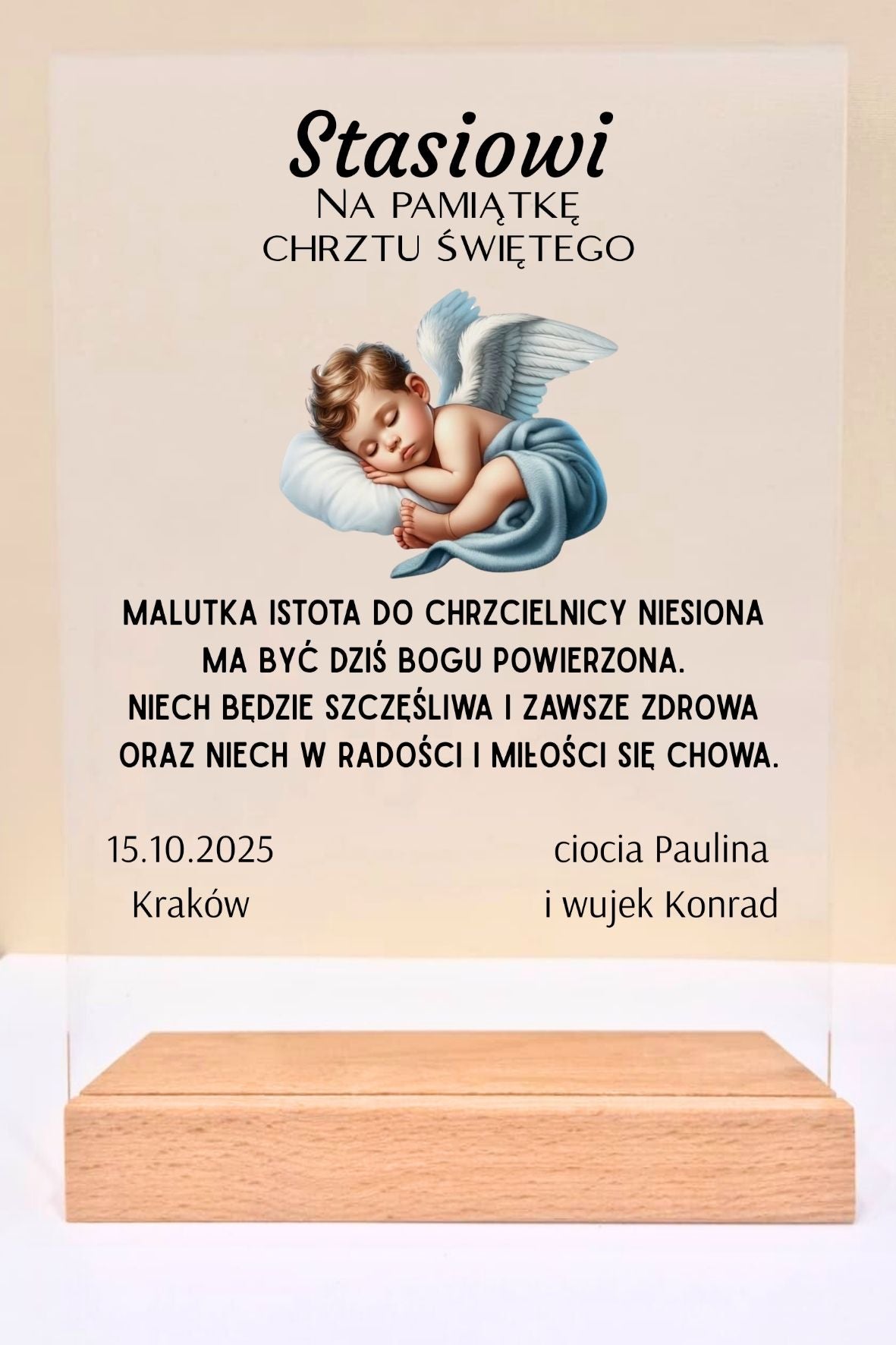 Statuetka Plexi, Chrzest - personalizowana #018