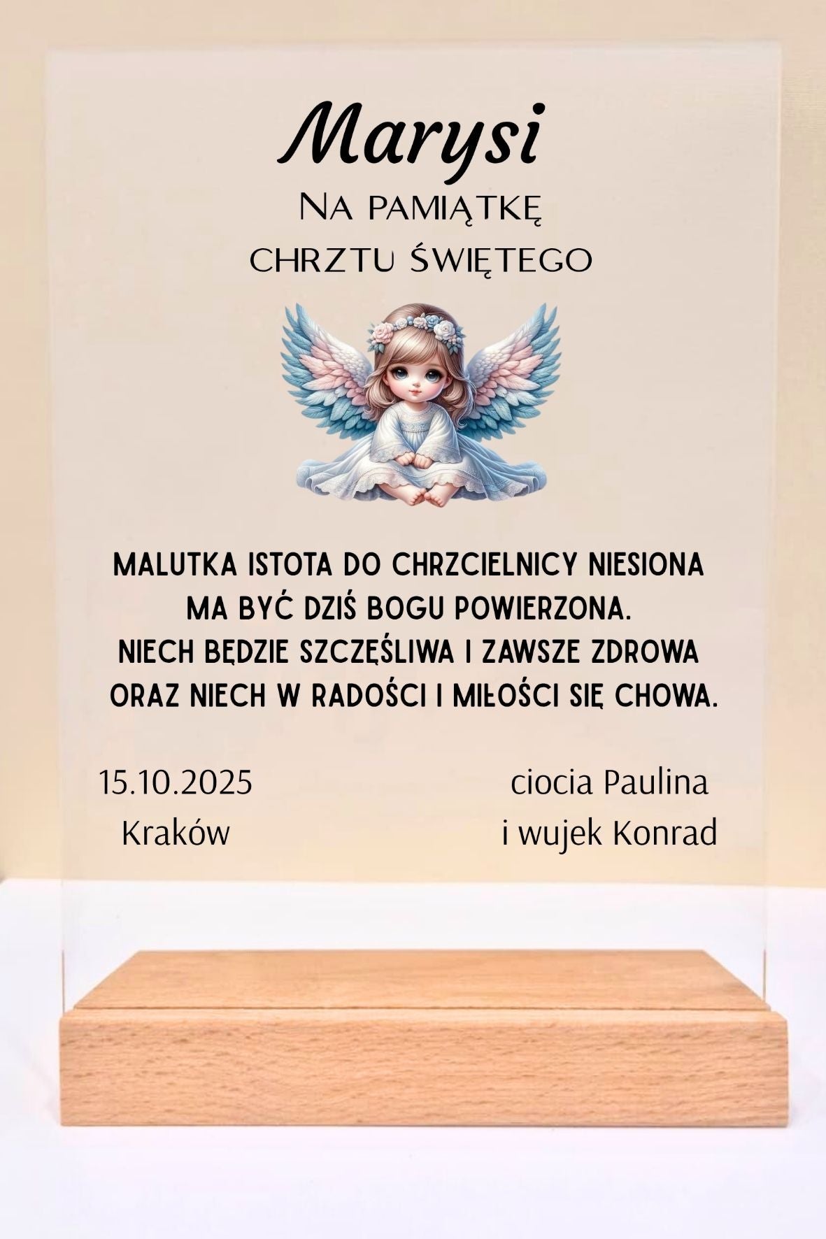 Statuetka Plexi, Chrzest - personalizowana #019