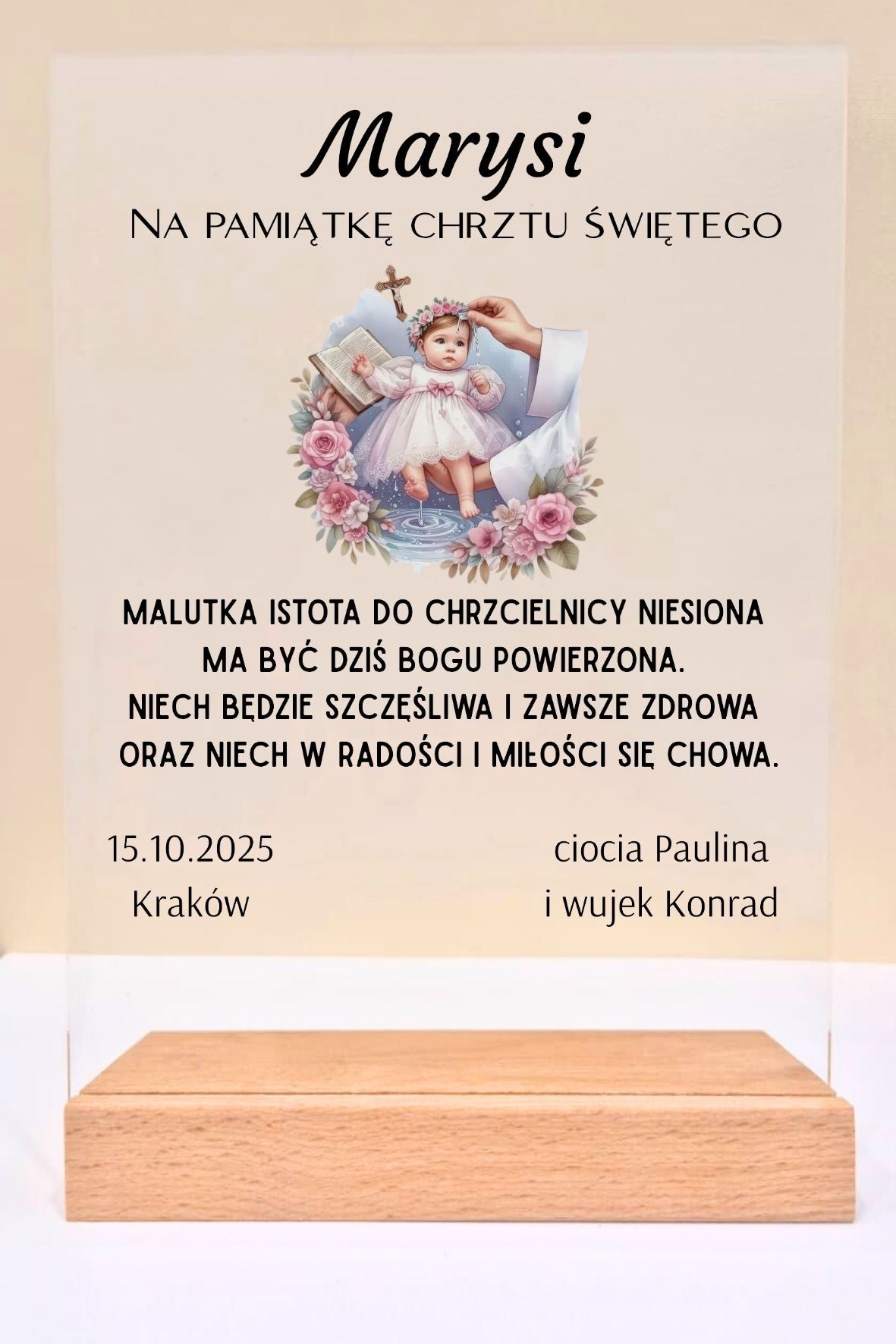 Statuetka Plexi, Chrzest - personalizowana #020