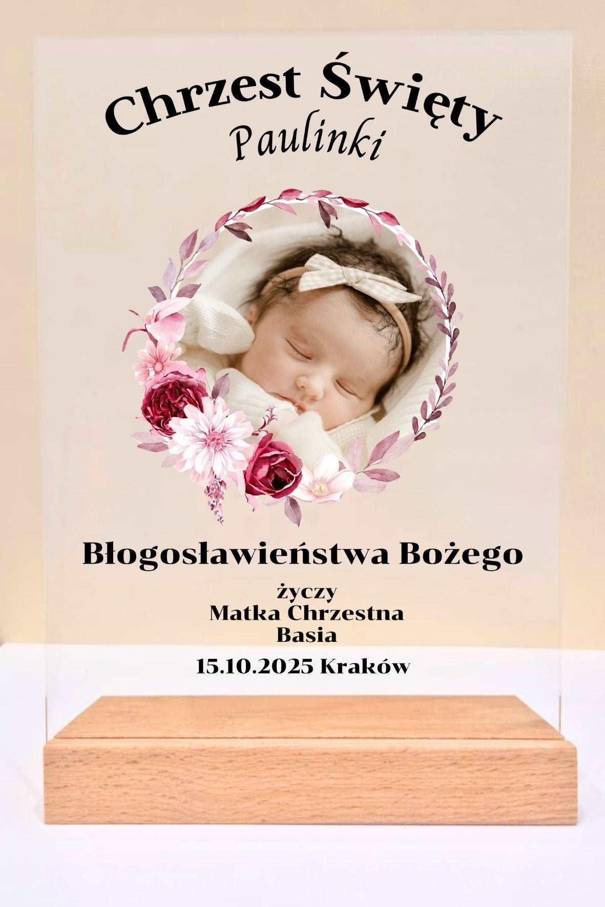 Statuetka Plexi, Chrzest - personalizowana #041