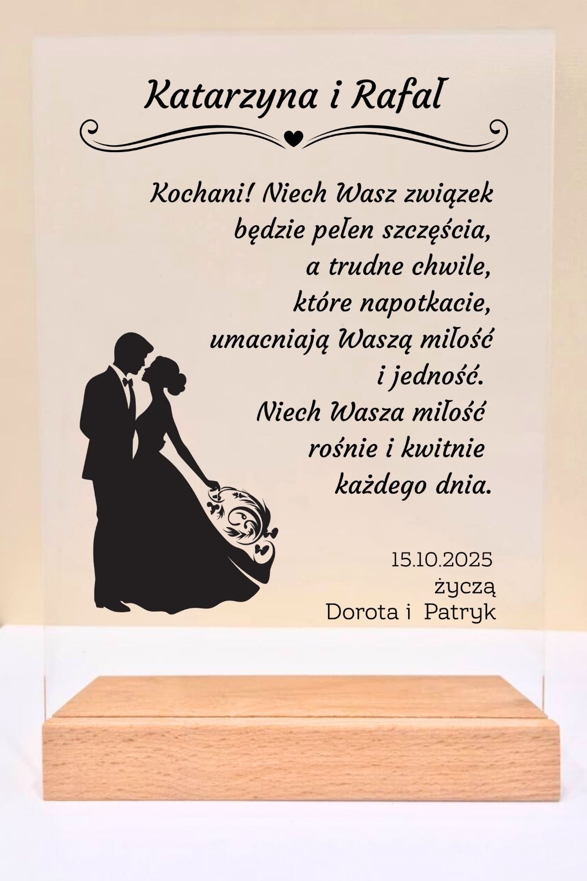 Statuetka Plexi, Ślub- personalizowana #044