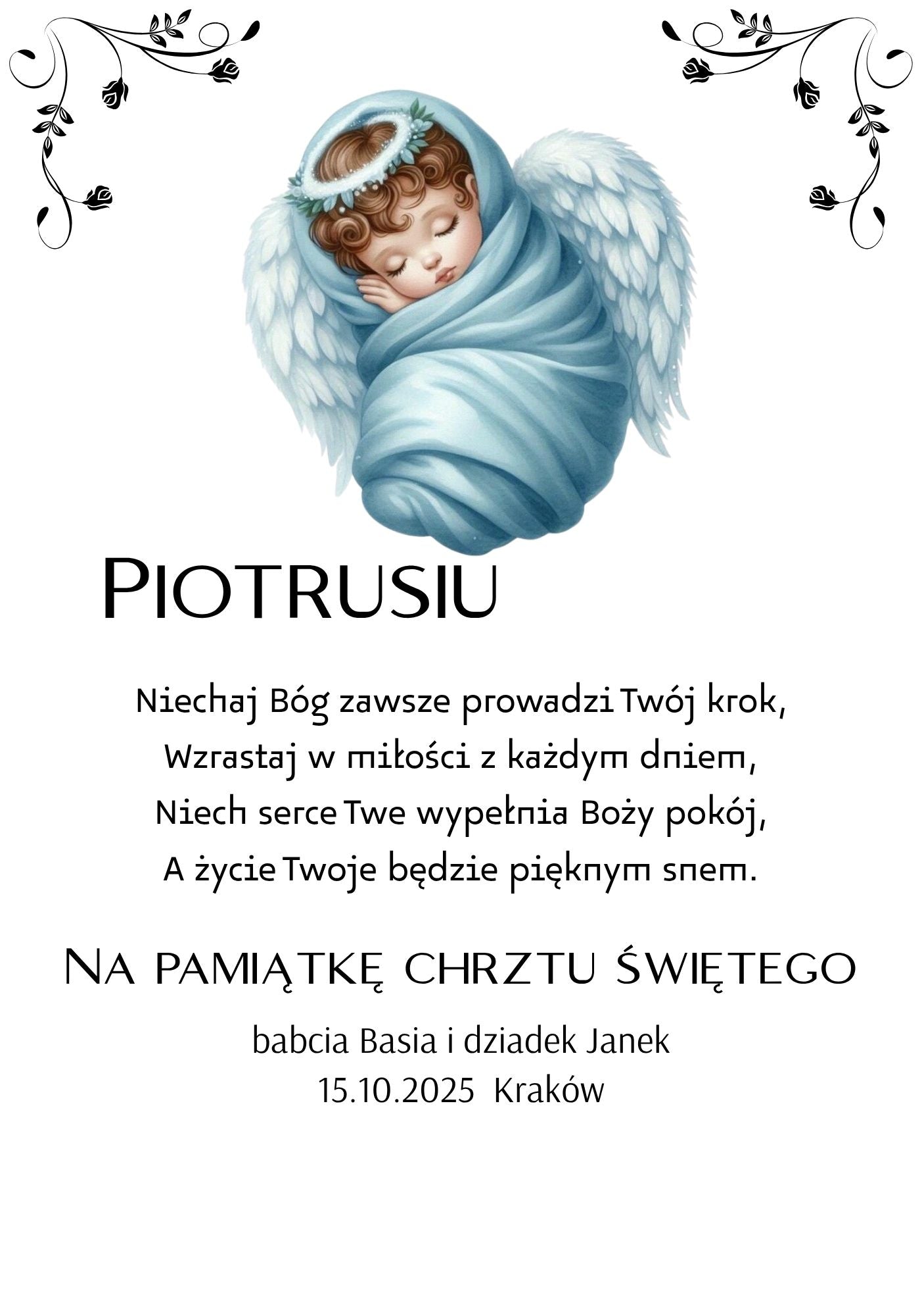 Statuetka Plexi, Chrzest - personalizowana #035