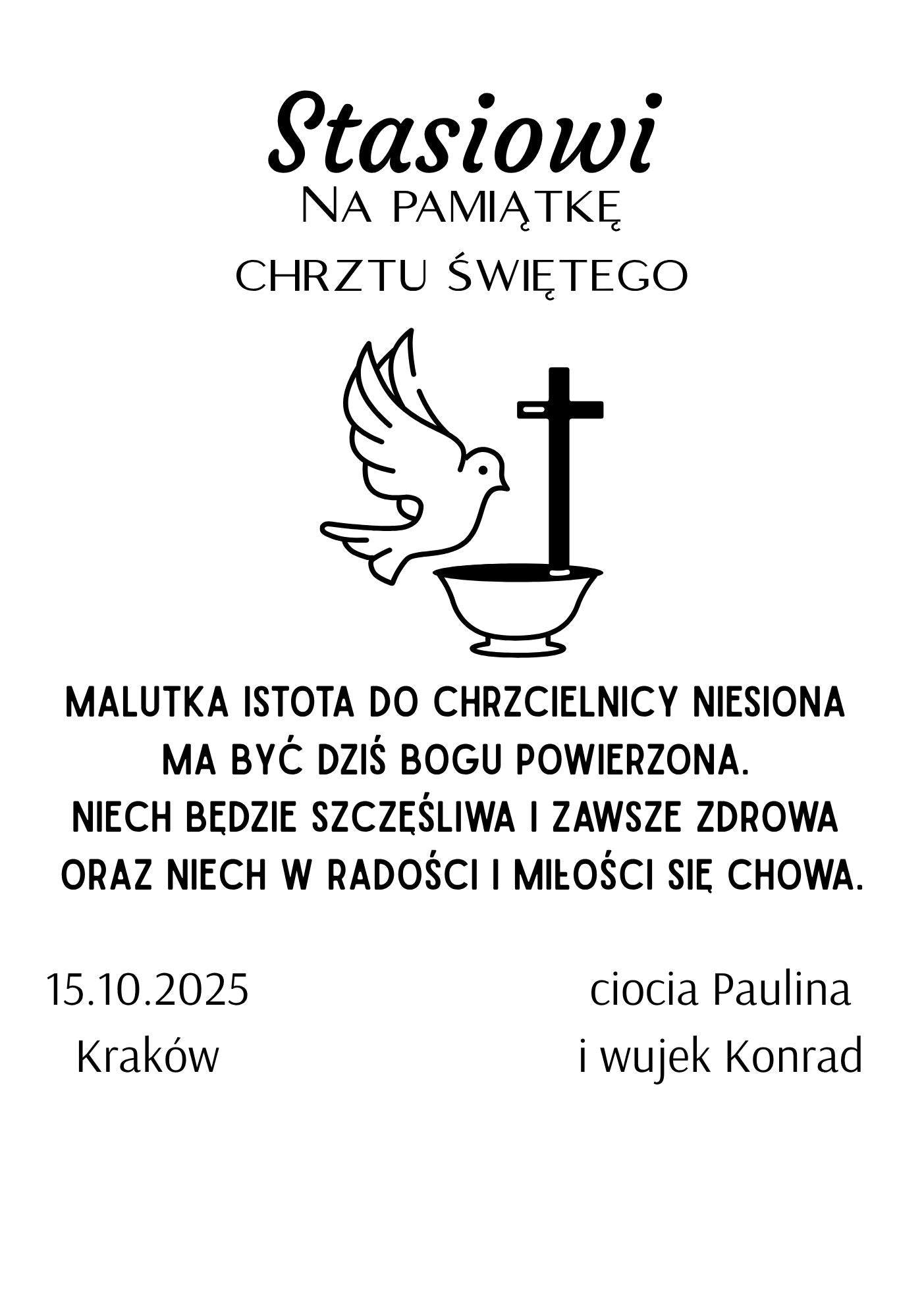 Statuetka Plexi, Chrzest - personalizowana #016