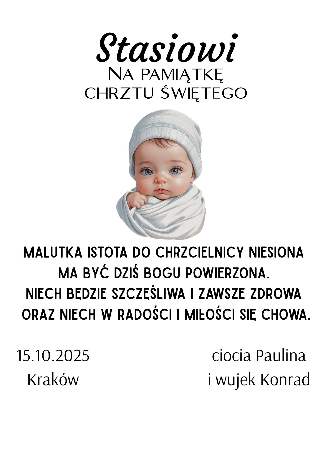 Statuetka Plexi, Chrzest - personalizowana #017