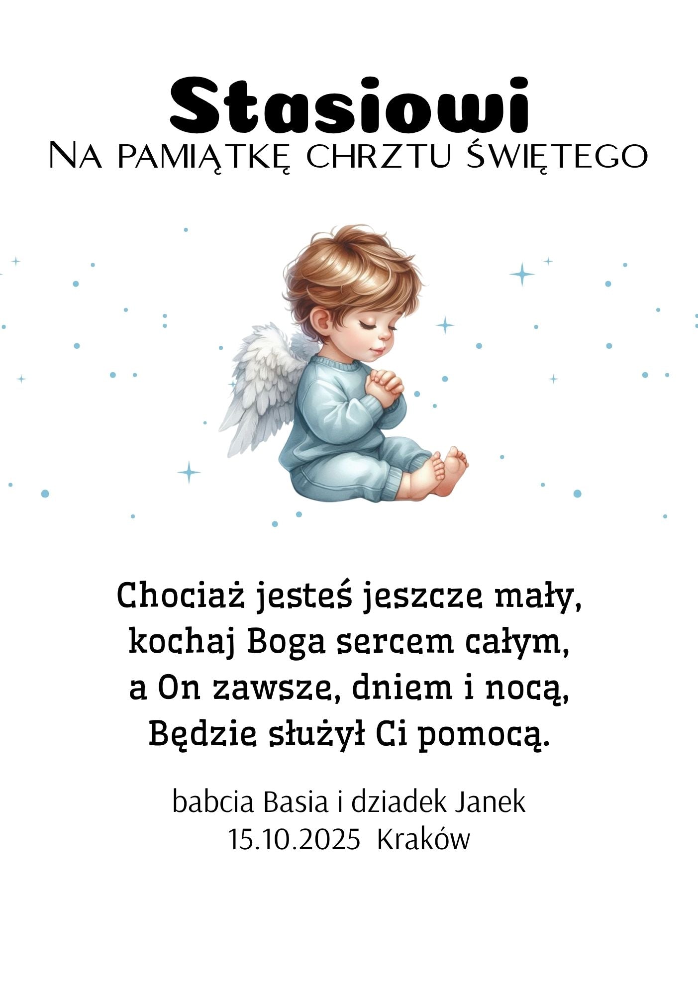 Statuetka Plexi, Chrzest - personalizowana #021