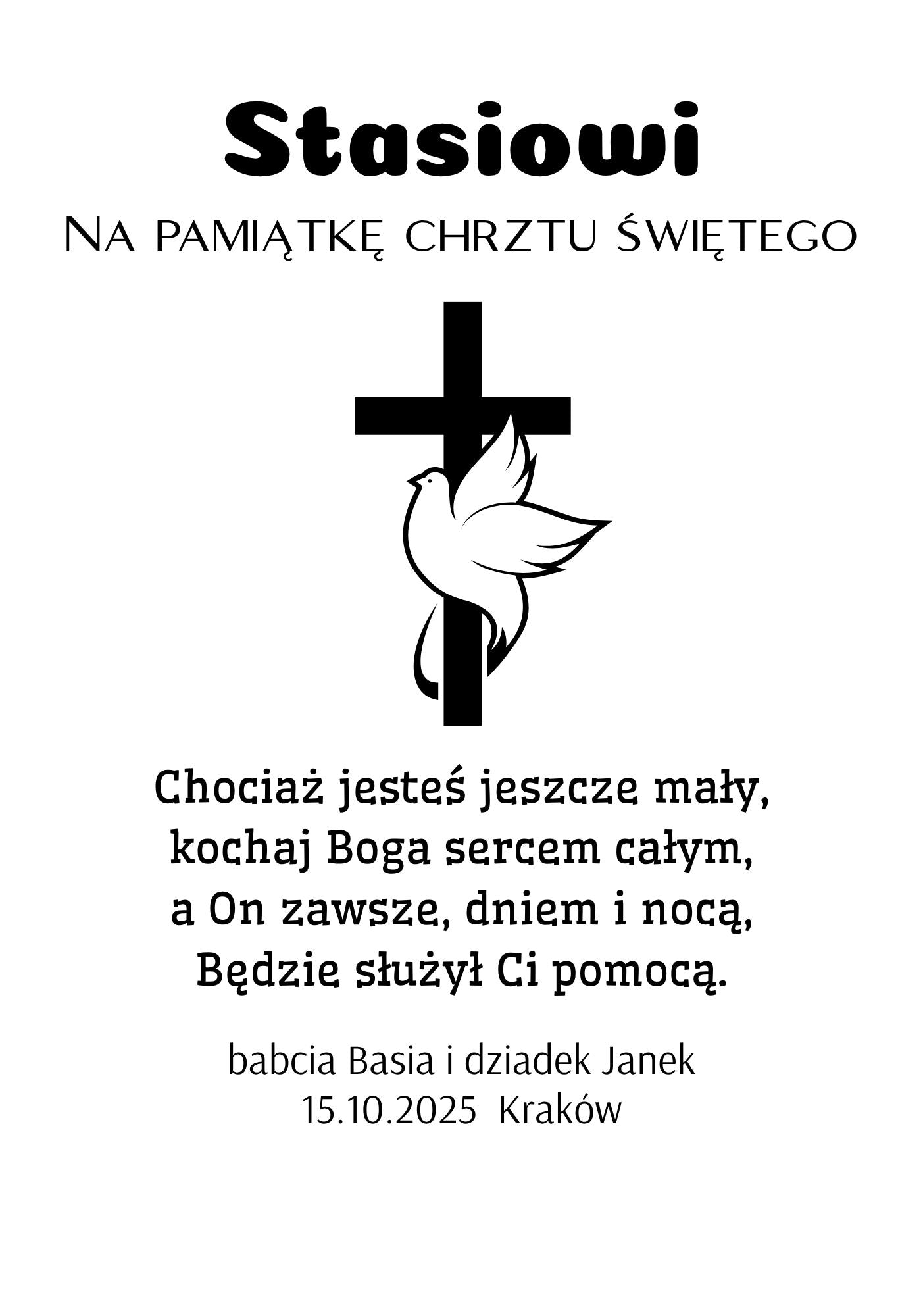 Statuetka Plexi, Chrzest - personalizowana #025