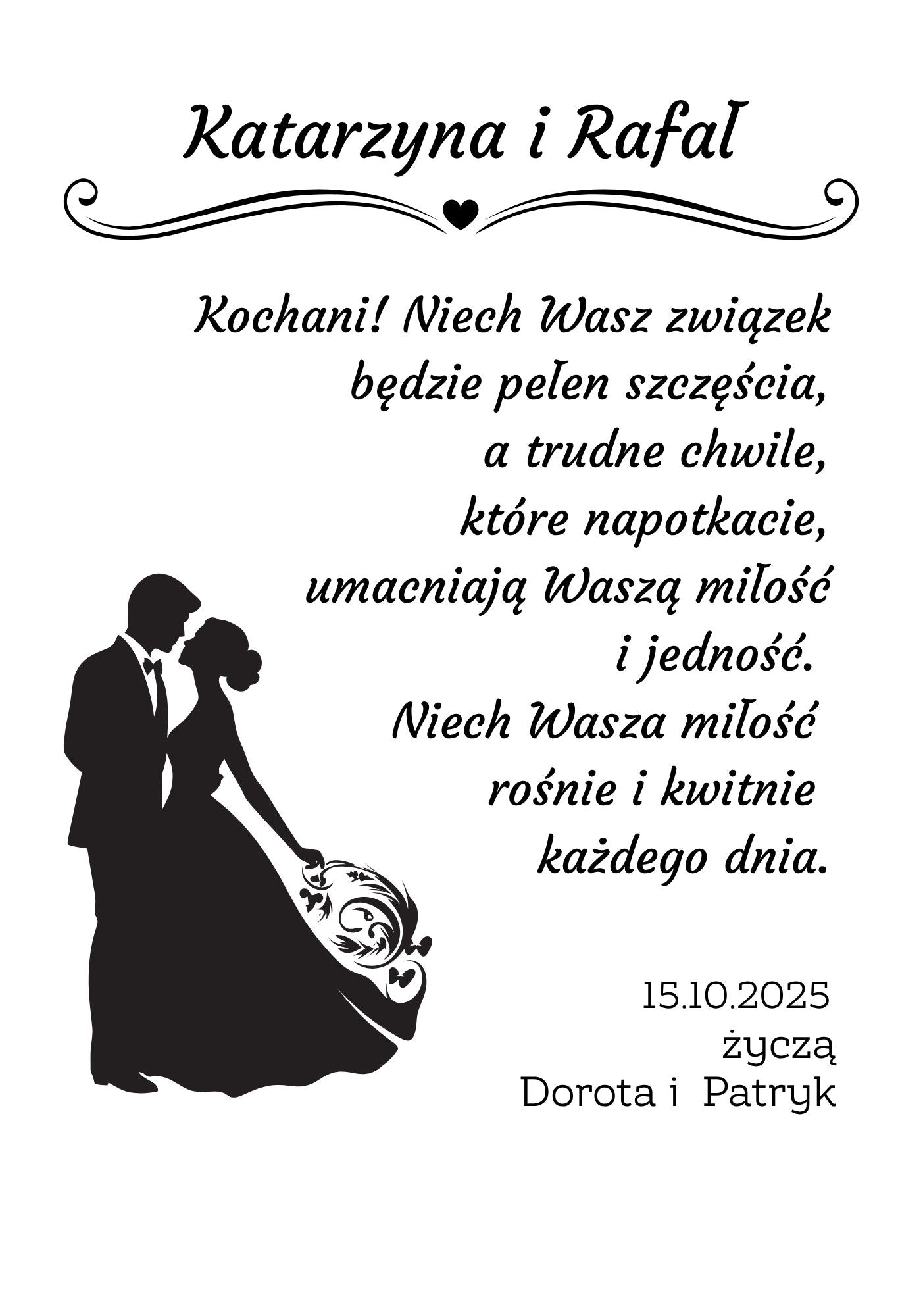 Statuetka Plexi, Ślub- personalizowana #044