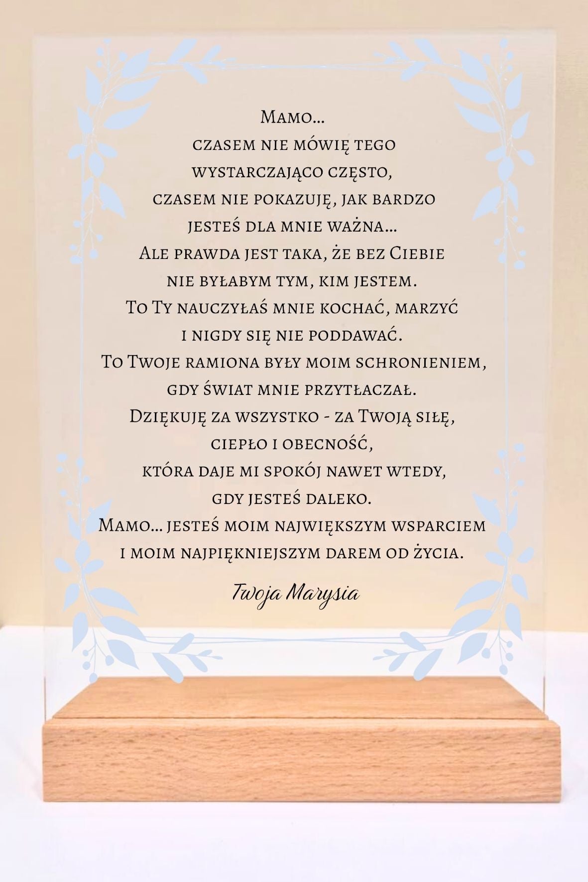 Statuetka plexi- Dla Mamy personalizowana #005