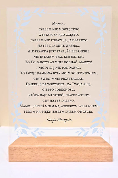 Statuetka plexi- Dla Mamy personalizowana #005