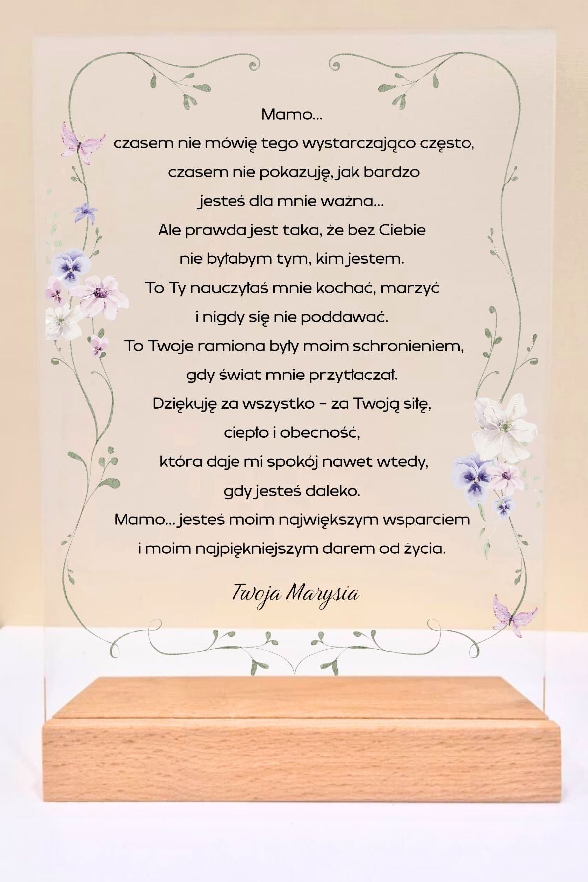 Statuetka plexi- Dla Mamy personalizowana #006