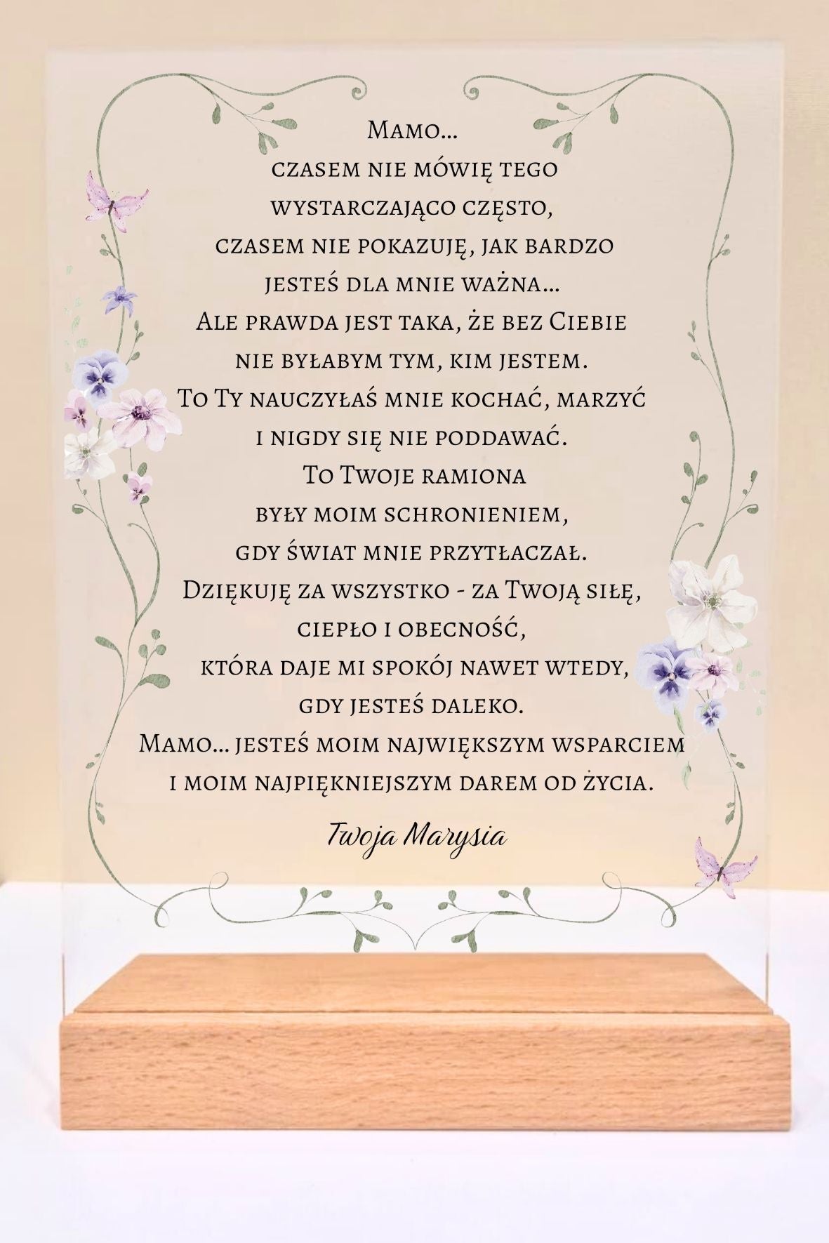 Statuetka plexi- Dla Mamy personalizowana #006