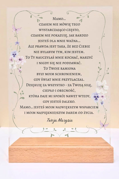 Statuetka plexi- Dla Mamy personalizowana #006