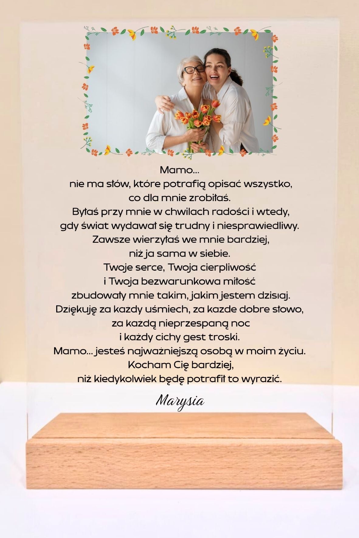 Statuetka plexi- Dla Mamy personalizowana #008