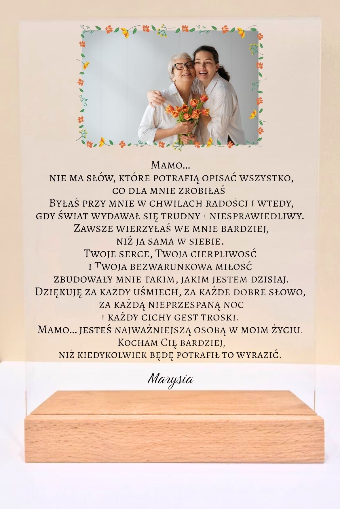 Statuetka plexi- Dla Mamy personalizowana #008