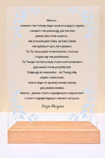 Statuetka plexi- Dla Mamy personalizowana #005