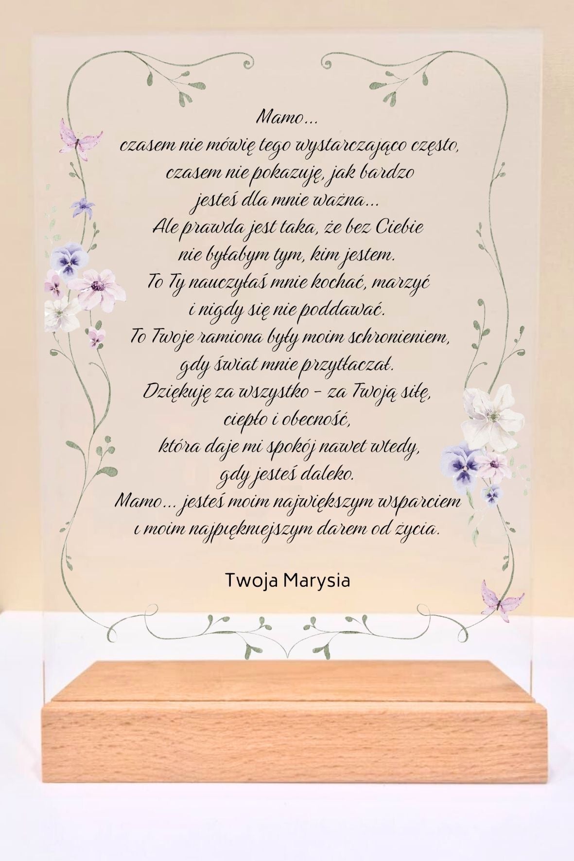 Statuetka plexi- Dla Mamy personalizowana #006