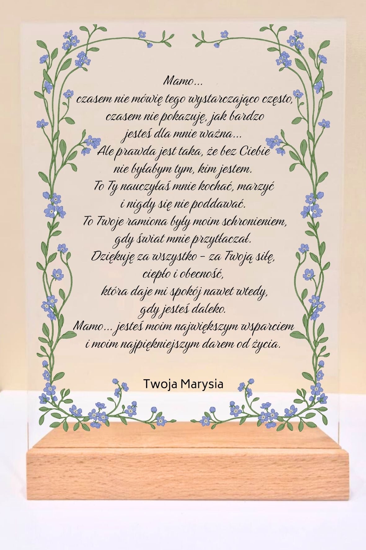 Statuetka plexi- Dla Mamy personalizowana #007