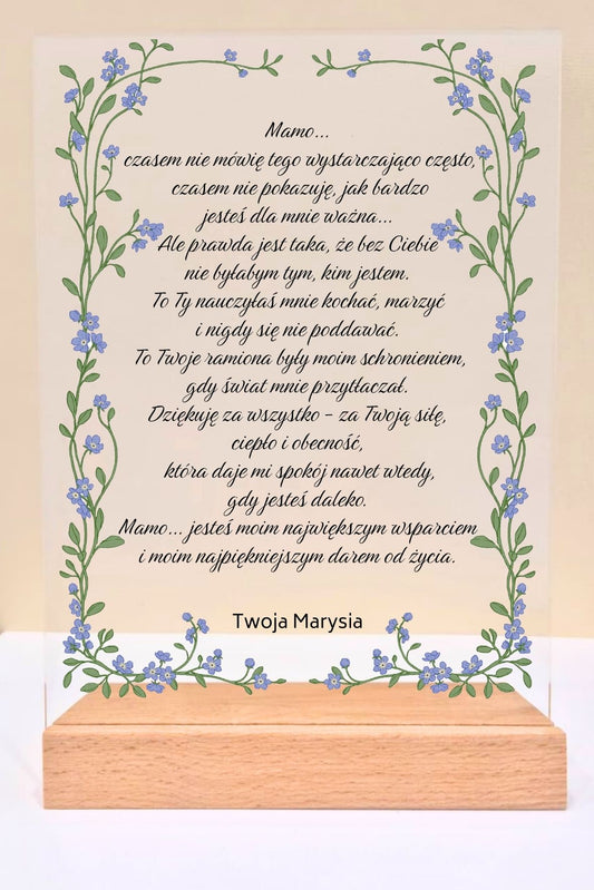 Statuetka plexi- Dla Mamy personalizowana #007