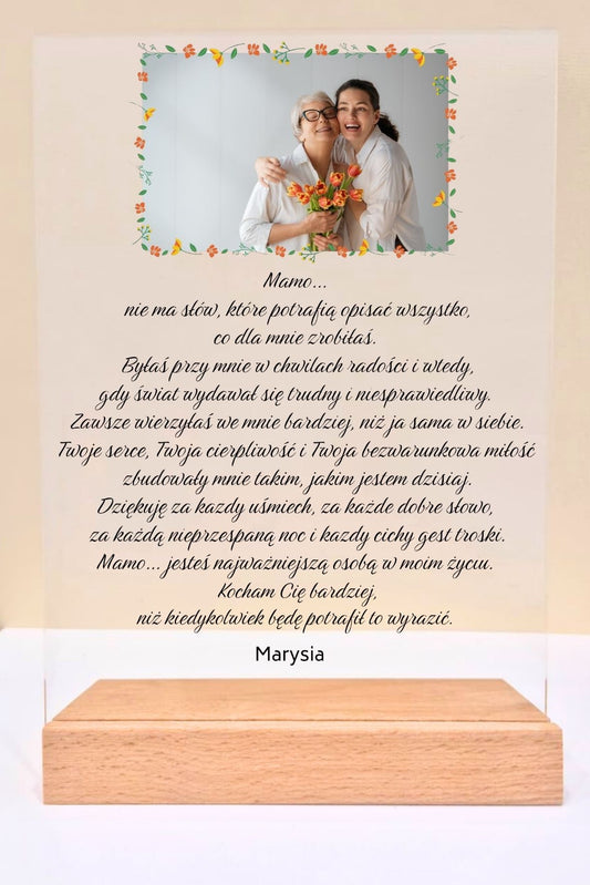 Statuetka plexi- Dla Mamy personalizowana #008