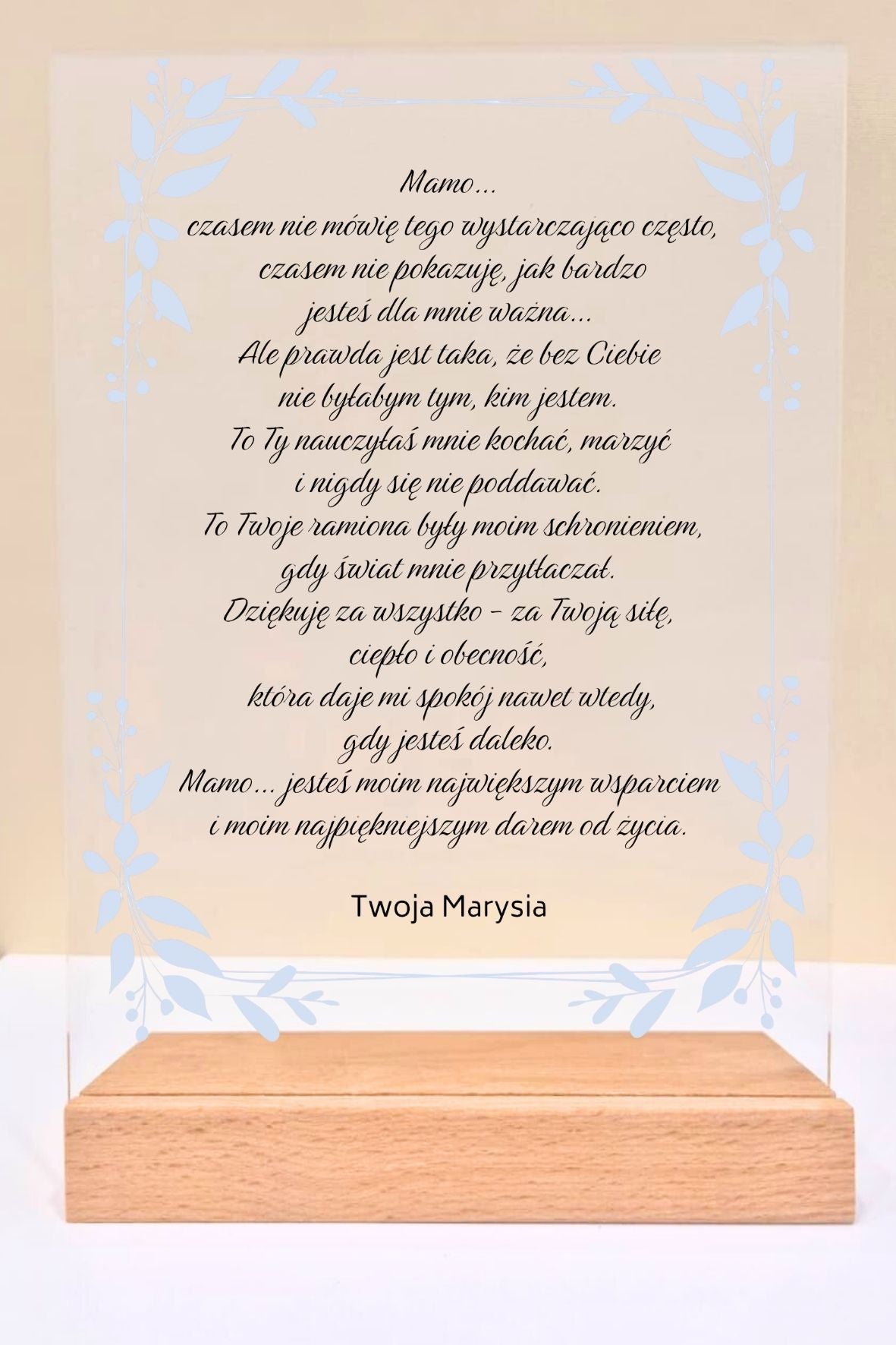Statuetka plexi- Dla Mamy personalizowana #005