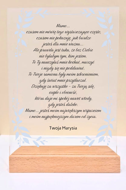 Statuetka plexi- Dla Mamy personalizowana #005