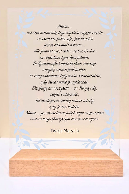 Statuetka plexi- Dla Mamy personalizowana #005