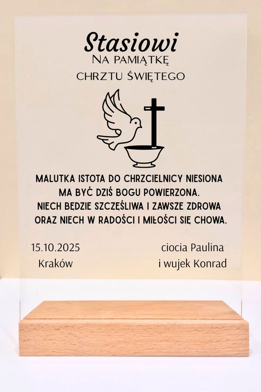 Statuetka Plexi, Chrzest - personalizowana #016
