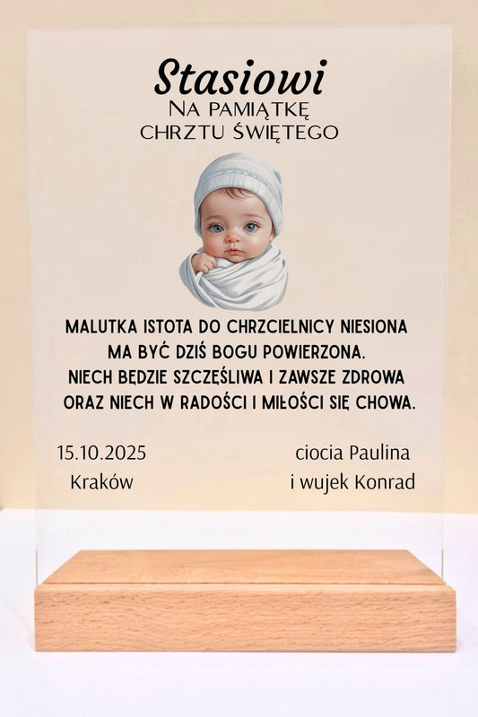 Statuetka Plexi, Chrzest - personalizowana #017