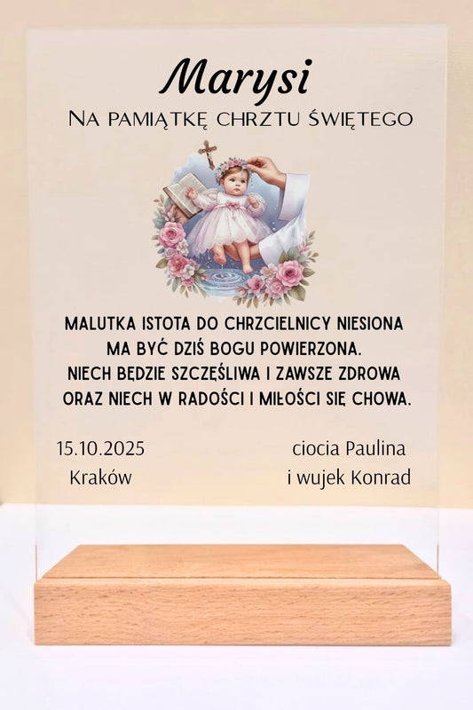 Statuetka Plexi, Chrzest - personalizowana #020