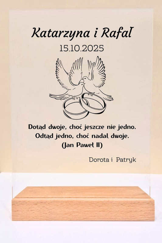 Statuetka Plexi, Ślub- personalizowana #045